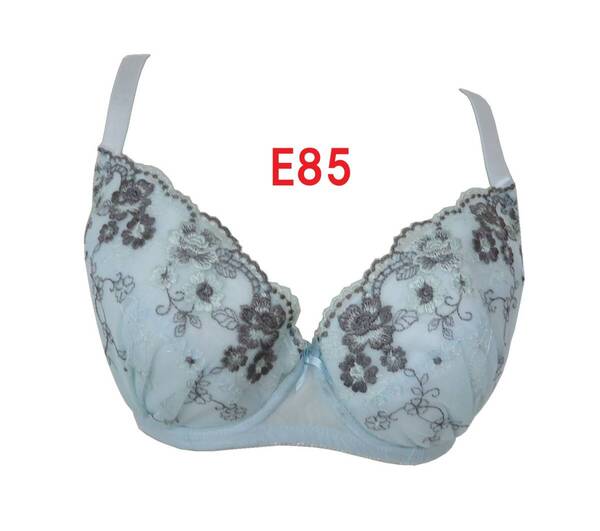 E85・サックス ワイヤー入りブラジャー「安心の美胸ワイヤーブラ」 補正下着 脇高 グラマーカップ(539B) 新品