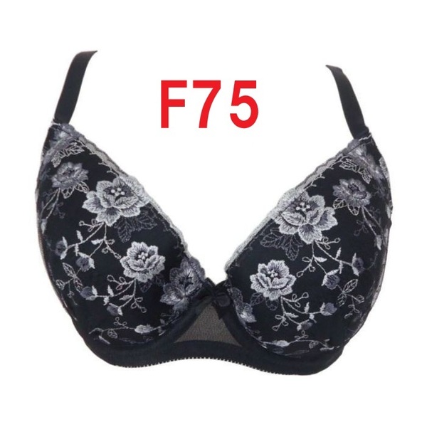 F75・ブラック ワイヤー入りブラジャー「安心の美胸ワイヤーブラ」 補正下着 脇高 グラマーカップ(500B) 新品