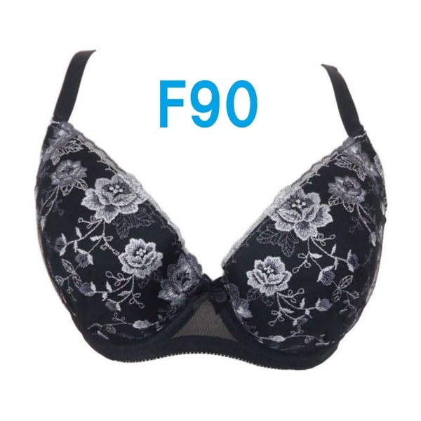 F90・ブラック ワイヤー入りブラジャー「安心の美胸ワイヤーブラ」 補正下着 脇高 グラマーカップ(500B) 新品