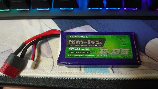 7.4v リポバッテリー 70-150C 950mAh Tコネクタ 高レート
