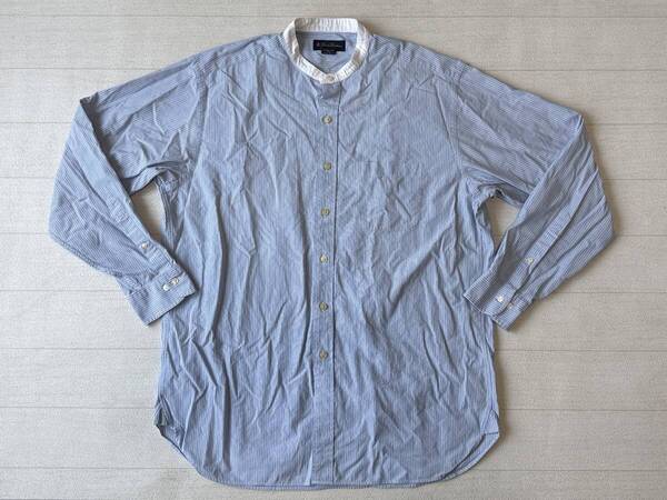 ☆送料無料☆ Brooks Brothers ブルックスブラザーズ USA直輸入 古着 長袖 ストライプ 胸ポケット付 バンドカラー シャツ マチ付 メンズ L