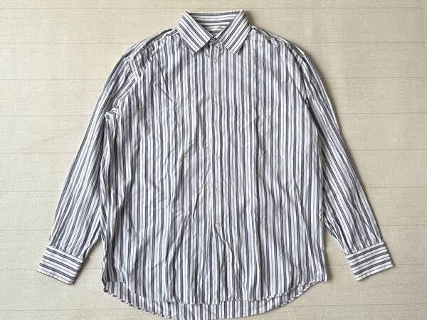 ☆送料無料☆ CANALI カナーリ USA直輸入 古着 長袖 イタリア製 MADE IN ITALY ストライプ 胸ポケット付き シャツ メンズ 17 ブルー系 中古