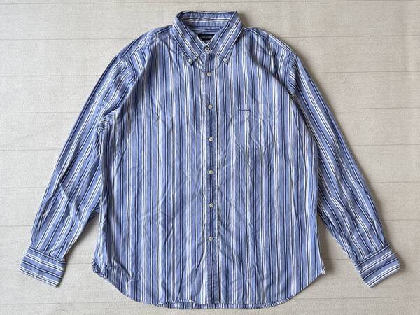☆送料無料☆ pierre cardin ピエールカルダン USA直輸入 古着 長袖 ストライプ 胸ポケット付き ボタンダウン シャツ マチ付き メンズ XL