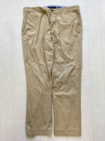 ☆送料無料☆ TOMMY HILFIGER トミーヒルフィガー USA直輸入 古着 ロングパンツ トラウザー チノパン IDEAL ジッパー メンズ 36 カーキ系