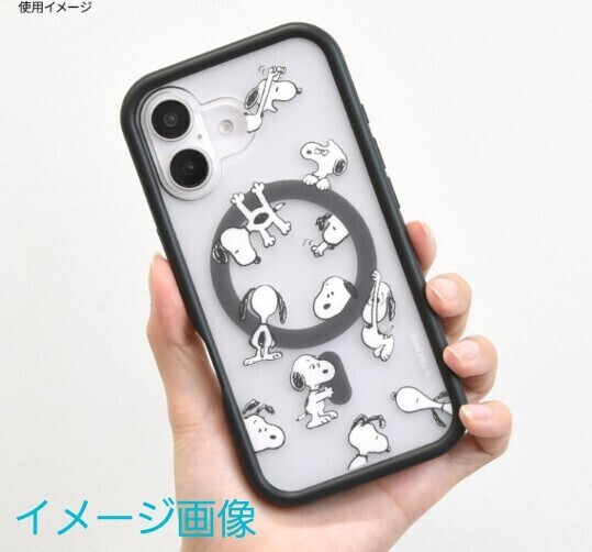 y062604y グルマンディーズ ピーナッツ スヌーピー iPhone16 MagSafe 対応 プランプフレームケース