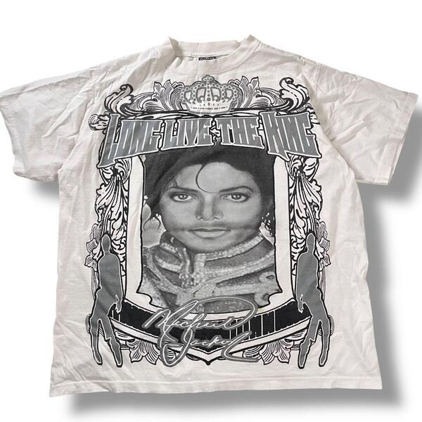 マイケルジャクソン 古着 メモリアル Tシャツ バンドTシャツ フォト M 白