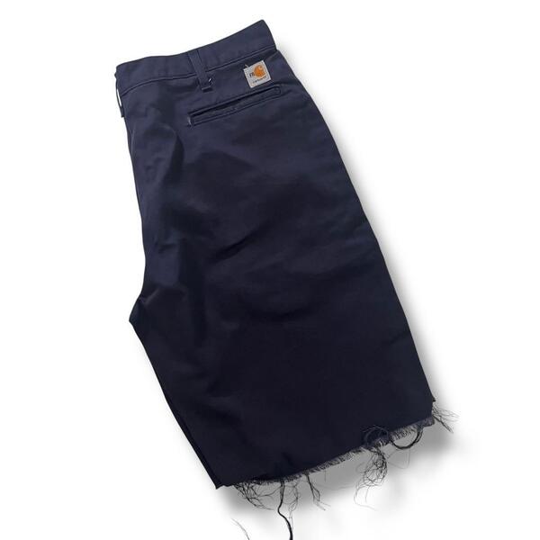 カーハート カットオフ ハーフパンツ ワークパンツ ネイビー 古着 w36