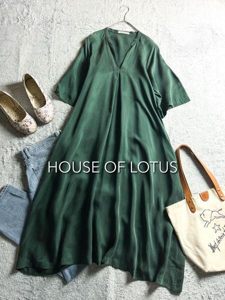【HOUSE OF LOTUS】ハウスオブロータス キーネック サテンワンピース