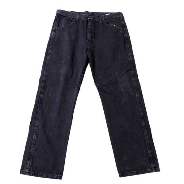 古着 メキシコ製 RUSTLER ラスラー ブラック デニムパンツ ジーンズ ストレート W36 【T74】