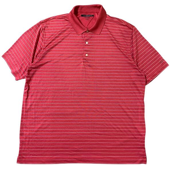 アメリカ古着 GREG NORMAN 半袖 ポロシャツ ボーダー XLサイズ ポリエステル レッド 赤色 【I1780】