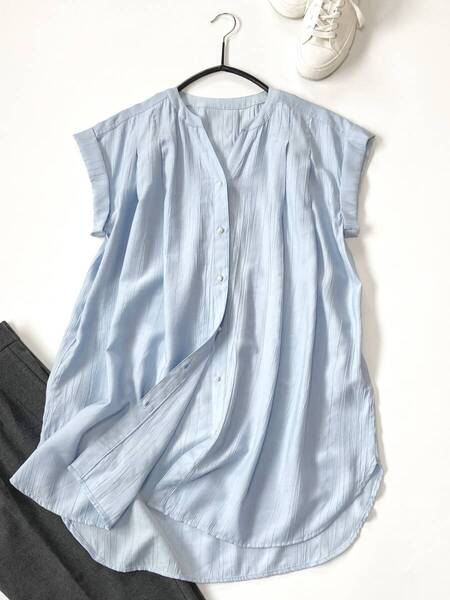 美品 URBAN RESEARCH アーバンリサーチ ブルー 23SS スキッパーノースリーブブラウス