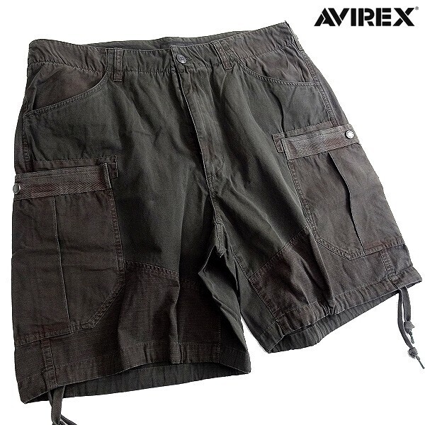 【 新品未使用 】 AVIREX アヴィレックス ハーフカーゴ 黒 × 2XL AVIREX アヴィレックス ベーシック ファティーグ ショートパンツ