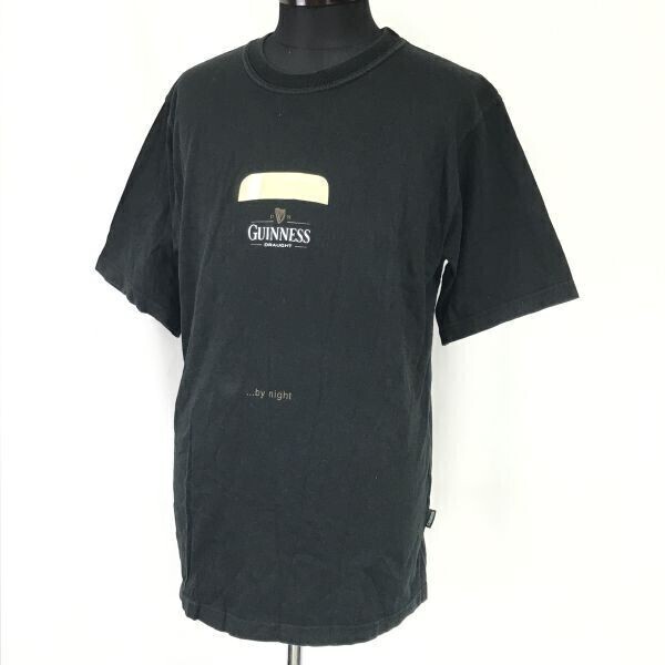 希少品☆ギネスビール/GUINNESS☆公式Tシャツ/半袖【メンズL/黒/black】ノベルティ/ロゴプリント/90s-00s/Vintage/Tops/Shirts◇cBH794