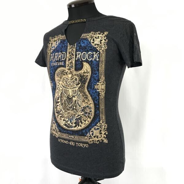 HARD ROCK CAFE/ハードロックカフェ★ギター柄/半袖Tシャツ【メンズXS/gray/グレー】アンカレッジ/Tops/Shirts◆cBH839