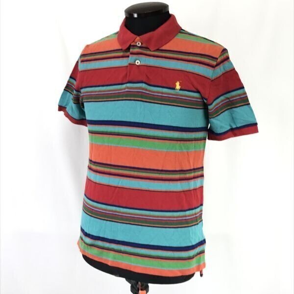 Polo by Ralph Lauren★カラフルボーダー柄/半袖ポロシャツ【TEEN160/メンズS相当】日本正規代理店タグ/Tops/Shirts◇cBH766-b