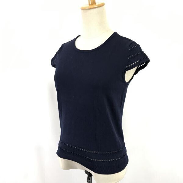 三陽商会/美品☆エポカ/EPOCA☆フレンチスリーブ/カットソー【40/レディースL/紺/navy blue】半袖Tシャツ/ノースリーブTops/Shirts◇cBH823