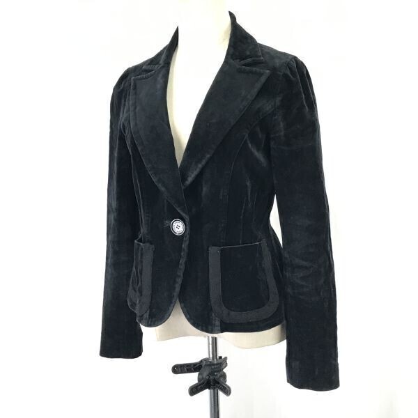 ソニアリキエル/SONIA RYKIEL☆ベロア/テーラードジャケット【38/レディースM/黒/black】サンプル品/Coat/Jacket/Jumper◇cBH423