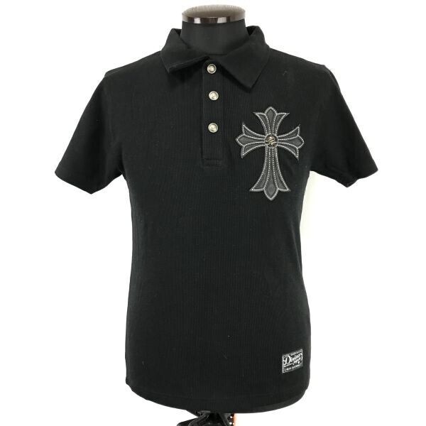 DIVINER/ディバイナー★半袖ポロシャツ【メンズM/黒/十字架/ドクロ/black】Tops/Shirts◆BH979