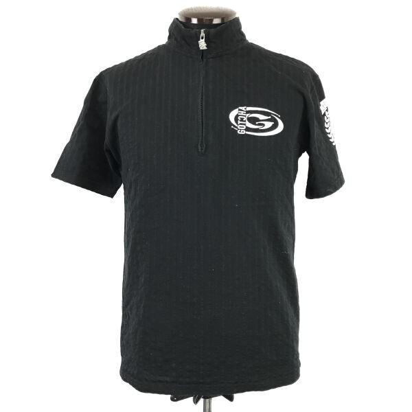 日本製★GOTCHA/ガッチャ★半袖ハーフジップTシャツ/ポロシャツ【メンズL/黒/black】Tops/Shirts◆BH979