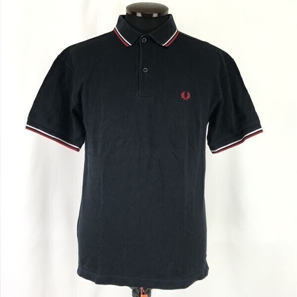 イングランド製☆フレッドペリー/FRED PERRY☆半袖ポロシャツ/ティップライン【メンズS/黒/black】ロゴ刺繍/Tops/Shirts◇cBH718