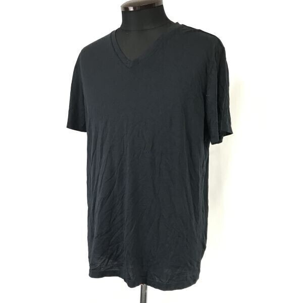 theory/セオリー☆絹/シルク&コットン/高級生地/半袖Tシャツ【メンズM/black/黒】カットソー/Vネック/Tops/Shirts◇cBH782