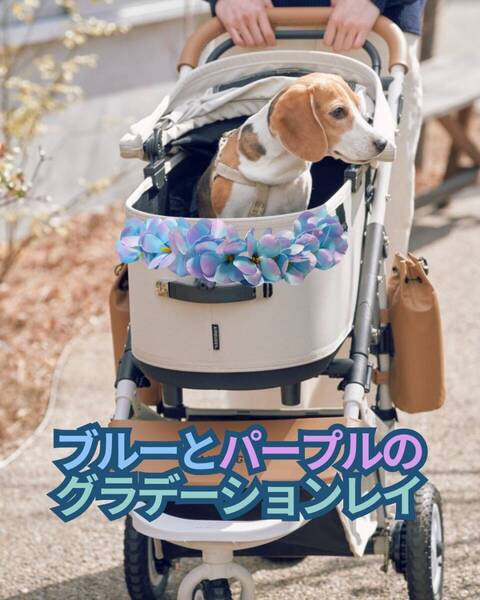 ☆バギーレイ カートレイ ブルーとパープルのグラデーションレイ ハワイアンレイ プルメリアレイ フラワーレイ☆