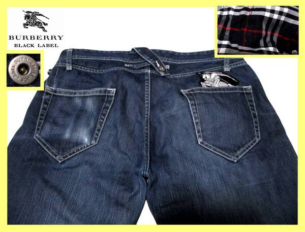 激レア!BIGホースワッペンデザイン!大人気Wサイズ 82!ワイドデニムパンツ◇バーバリーブラックレーベル BURBERRY BLACK LABEL