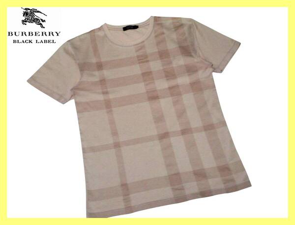 大人気!前身頃メガノバチェックデザイン!美品!Tシャツ 半袖 日本製 M(2) 夏◇バーバリーブラックレーベル BURBERRY BLACK LABEL
