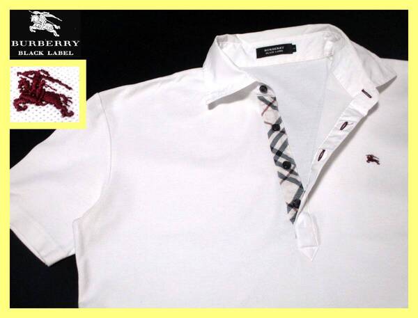 大人気 L(3)!美品!前立てノバチェックデザイン!ポロシャツ 日本製 夏◇バーバリーブラックレーベル BURBERRY BLACKLABEL ホース刺繍