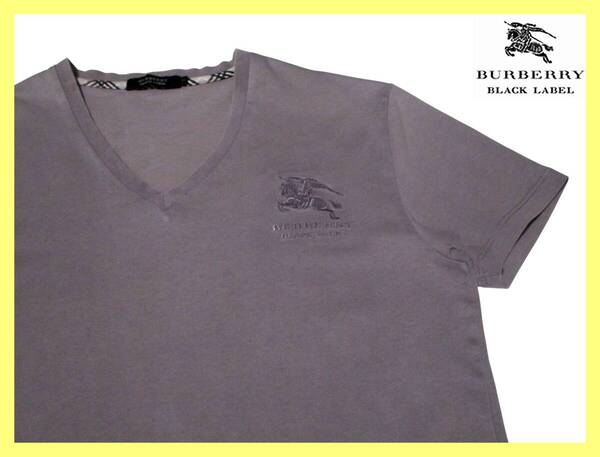 大人気BIGホース刺繍デザイン!! Vネック カットソー サイズ M(2)◇バーバリーブラックレーベル BURBERRY BLACK LABEL