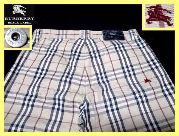 大人気!フルノバチェックデザイン!ベージュ系 パンツ 日本製 Wサイズ 73◇バーバリーブラックレーベル BURBERRY BLACK LABEL ホース刺繍