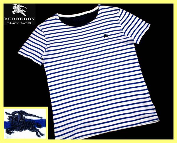 激レア特大 LL(4)!!マリンボーダーデザイン レイヤード カットソー 日本製◇バーバリーブラックレーベル BURBERRY BLACKLABEL ホース刺繍