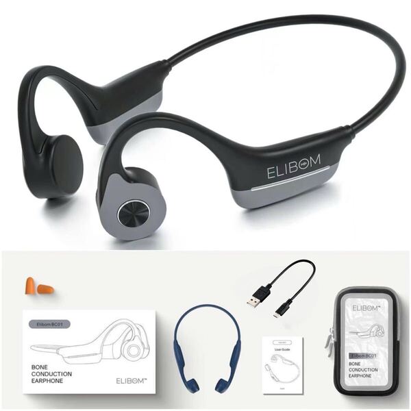 ELIBOM BC01 骨伝導イヤホン Bluetooth ワイヤレスイヤホン 8時間使用可能 環境音聞き取り 開放型ヘッドホン AAC/SBC対応