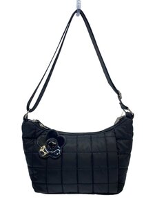 MARY QUANT◆ショルダーバッグ/ナイロン/BLK/無地/キルティング/ブラック/黒