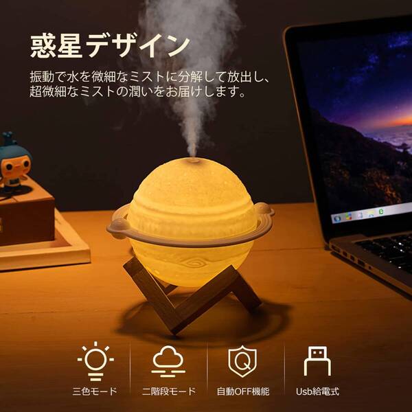 ☆静音加湿器 ナイトライト 1台3役 高品質 安全設計 操作簡単 3選択可能