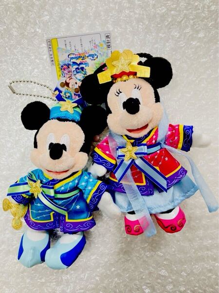 新品 未使用 タグ付き ディズニーランド TDL 30周年 七夕 たなばた 彦星 ミッキー & 織り姫 ミニー ぬいぐるみバッジ ぬいば ヌイバ 短冊