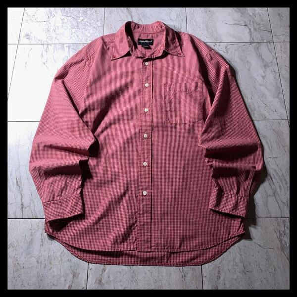 90s〜 Eddie Bauer コットンブロード BDシャツ 赤 チェックM