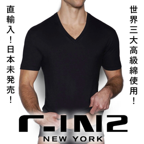 【新品未使用!】 C-IN2【直輸入!世界三大高級綿 ピマコットン使用!1点限り!】Vネック Tシャツ Sサイズ