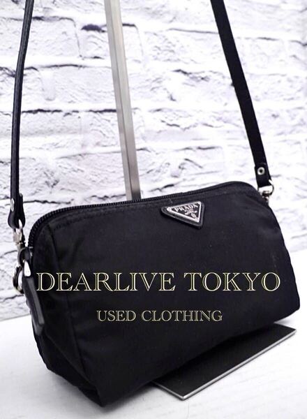 美品◆PRADA プラダ ナイロンxレザー クロスボディ ショルダーバッグ カメラ バッグ ポーチ ポシェット 黒◆ 使い勝手の良い定番人気モデル