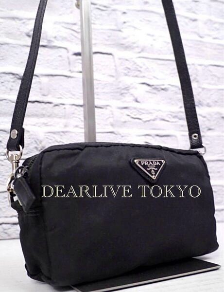 定番◆PRADAプラダ ユニセックス ナイロンxレザー クロスボディ ショルダー カメラ バッグ ポーチ ポシェット黒◆クロスボディの定番モデル