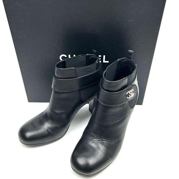 【美品】CHANEL シャネル ショートブーツ ココマーク 38 約24cm