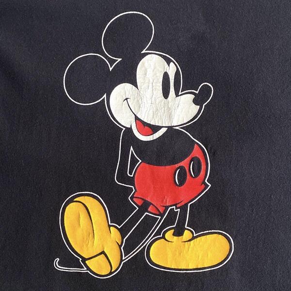 80s ビンテージ オリジナル USA製 Disney ディズニー Mickey Mouse ミッキー マウス Tシャツ XL 黒 ブラック 1980年代 アメリカ製