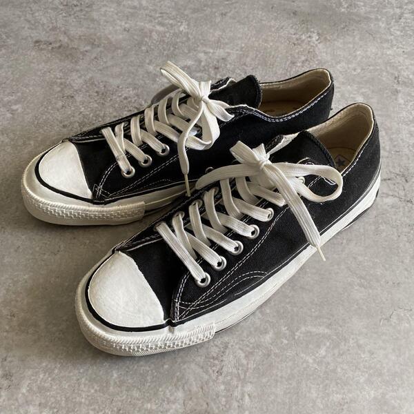 80s ビンテージ USA製 コンバース ALL STAR オールスター OX ローカット Lo 黒 ブラック キャンバス スニーカー US9.5 28cm アメリカ製