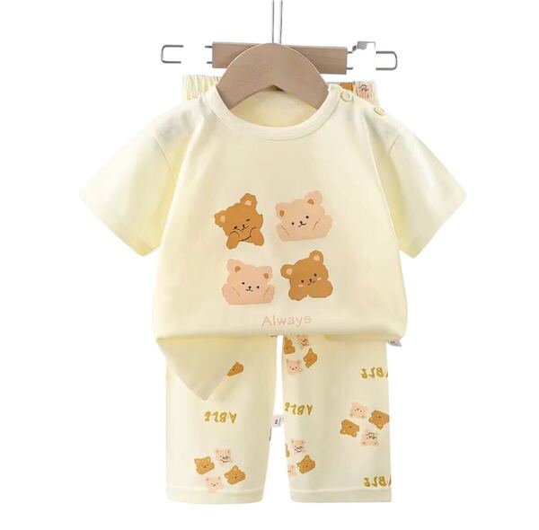【新品】キッズ ベビー パジャマ ルームウェア 子供服 子供用 男の子 女の子 男女兼用 男児 女児半袖 長ズボン 動物柄 110