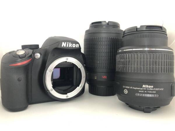 動作OK Nikon ニコン D3200 一眼レフカメラ ダブルレンズ 55-200mm 18-55mm D000