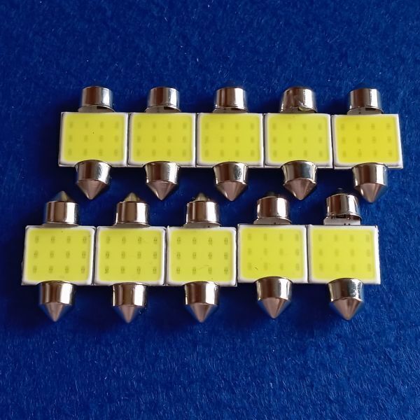 爆光COB T10 31mm ホワイト 10個 ルームランプ LED 12V 24V用 トヨタ 日産 ホンダ ミツビシ ダイハツ スズキ /t31