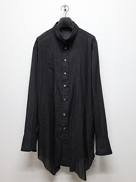 SALE30%OFF/KMRii・ケムリ/Cotton Stand Collar Layer Shirt/Black・1
