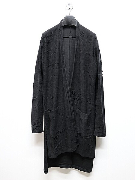 SALE30%OFF/nude:masahiko maruyama ・ヌード:マサヒコマルヤマ/Cotton Damege Jaquard jersey CARDIGAN/Black・2