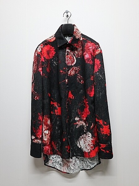 SALE20%OFF/kiryuyrik・キリュウキリュウ/Flora Lace Shirt/BlackRed・S