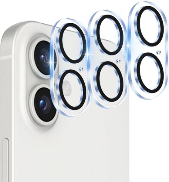 2311106☆ 【3枚セット-国産旭硝子素材】 対応 iphone16 / iphone16 Plus カメラ保護 フィルム 指紋防止 強化ガラス